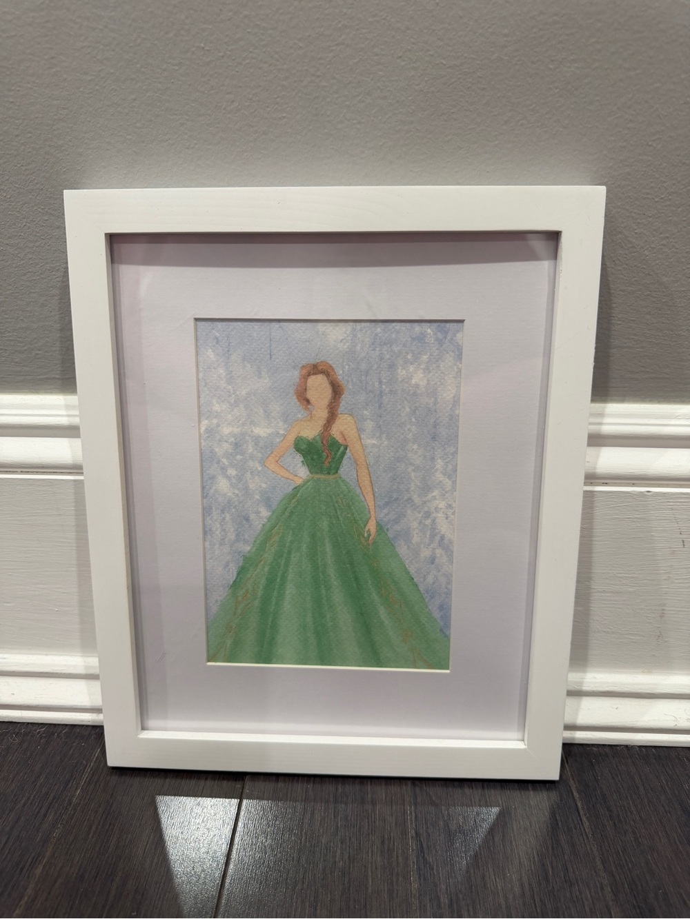 NWOT CUSTOM MADE Disney Princess Anna Frozen Watercolor Portrait Frame 11” x 9”